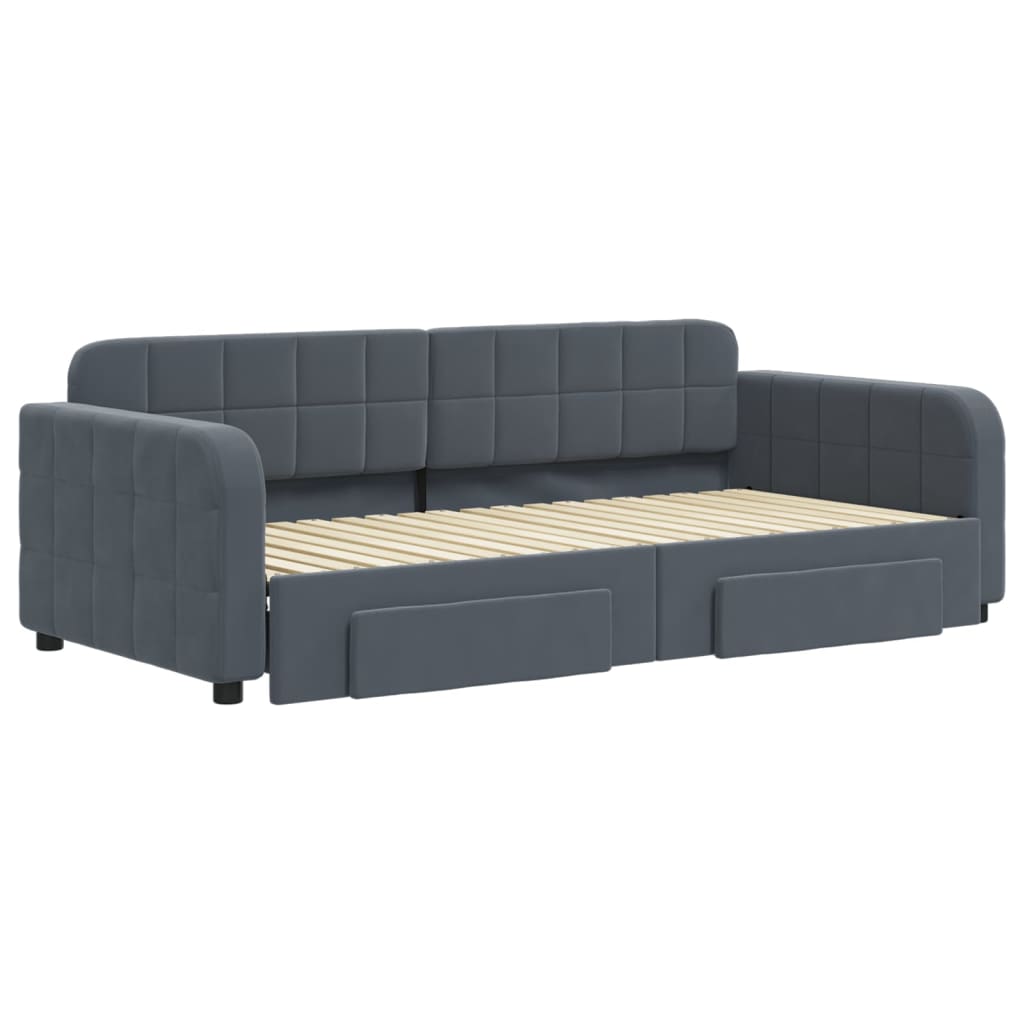 vidaXL Daybed with Trundle&Drawers without Mattress Dark Grey 90x190 cm 3