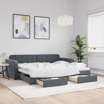 vidaXL Daybed with Trundle&Drawers without Mattress Dark Grey 90x190 cm 1