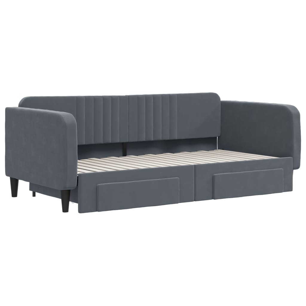 vidaXL Daybed with Trundle&Drawers without Mattress Dark Grey 90x190cm 3