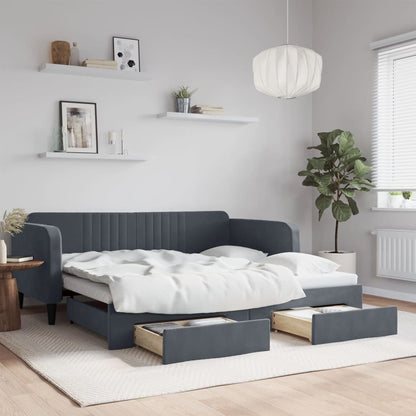 vidaXL Daybed with Trundle&Drawers without Mattress Dark Grey 90x190cm 1