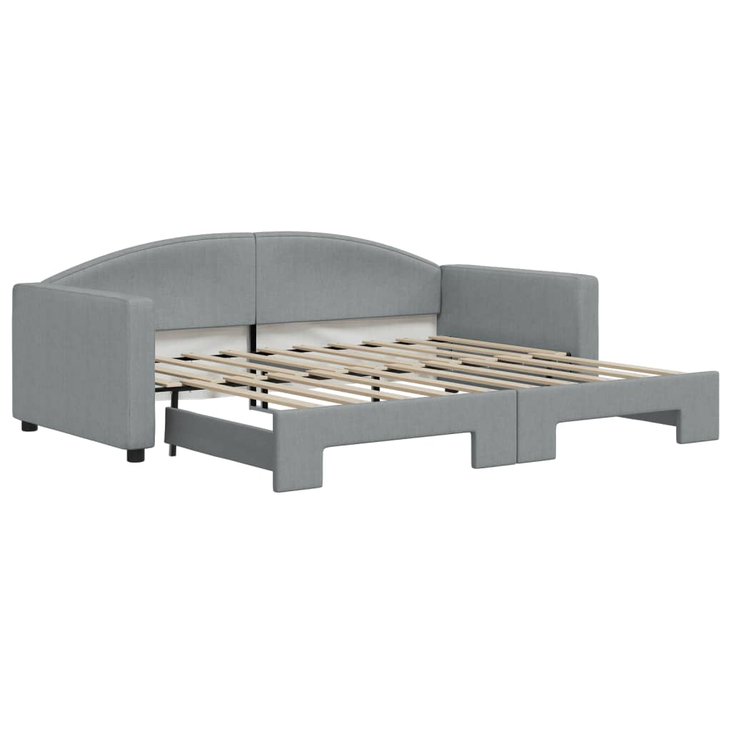 vidaXL Daybed with Trundle without Mattress Light Grey 90x190 cm 2