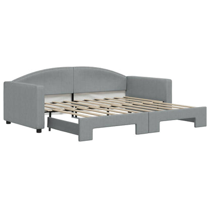 Day Bed 90x190 cm Fabric Light grey With trundle