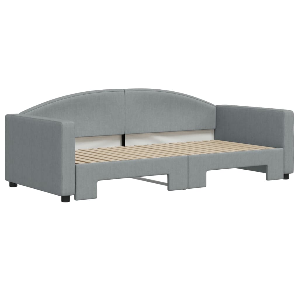 Day Bed 90x190 cm Fabric Light grey With trundle