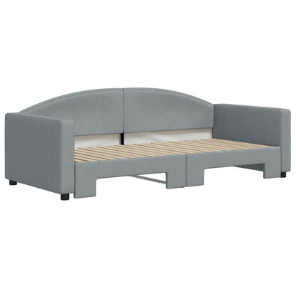 Day Bed 90x190 cm Fabric Light grey With trundle