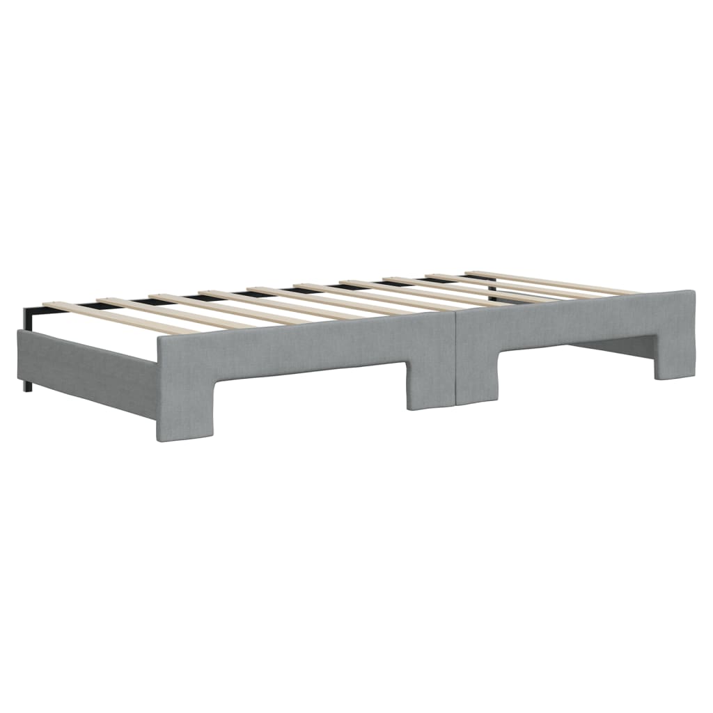 vidaXL Daybed with Trundle without Mattress Light Grey 90x190 cm 5