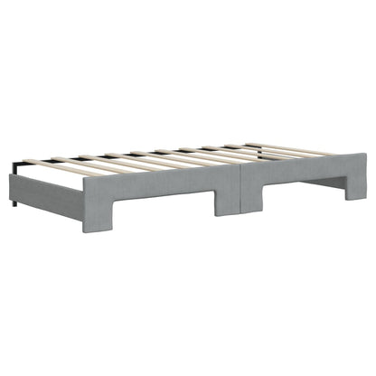 vidaXL Daybed with Trundle without Mattress Light Grey 90x190 cm 5