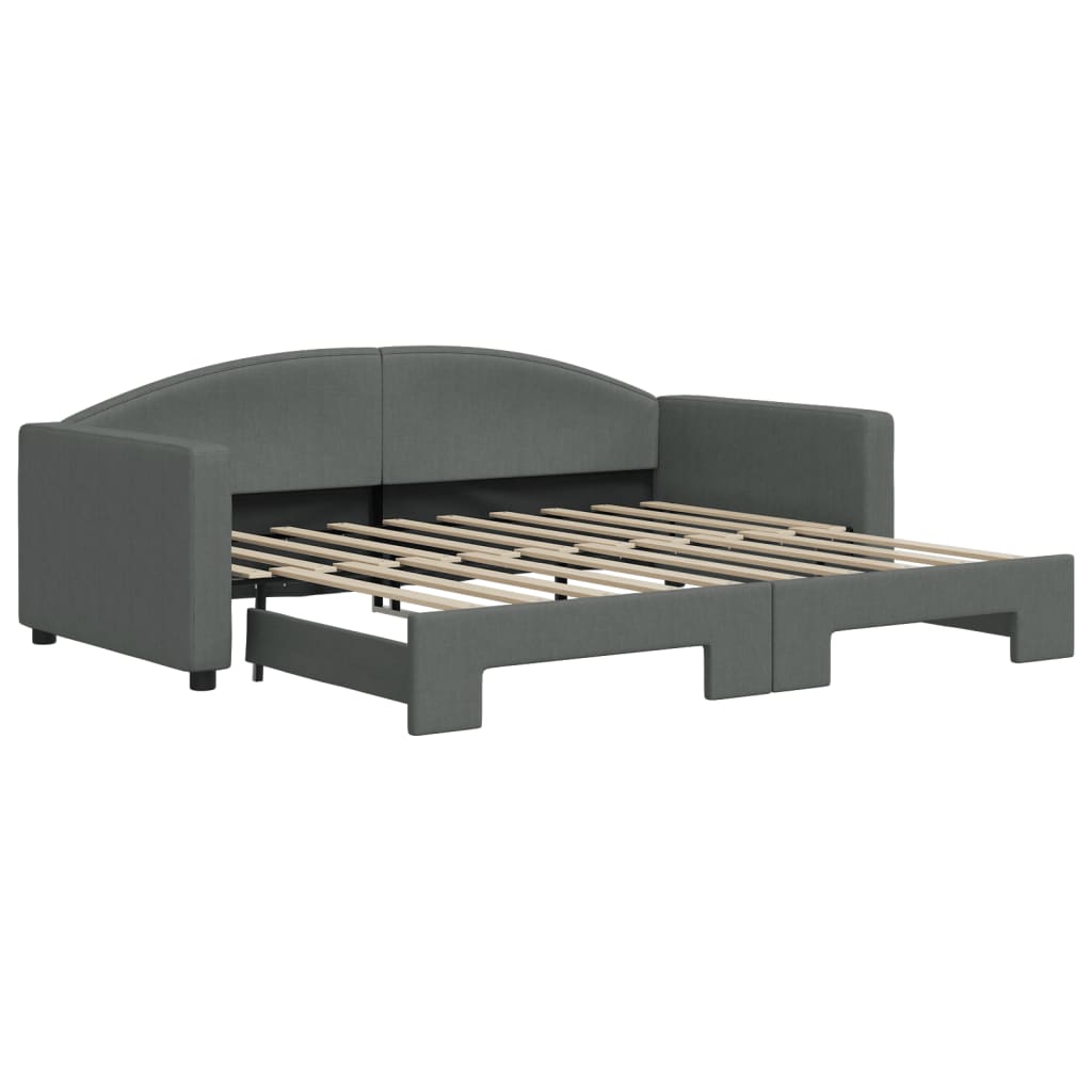 vidaXL Daybed with Trundle without Mattress Dark Grey 90x190 cm 2