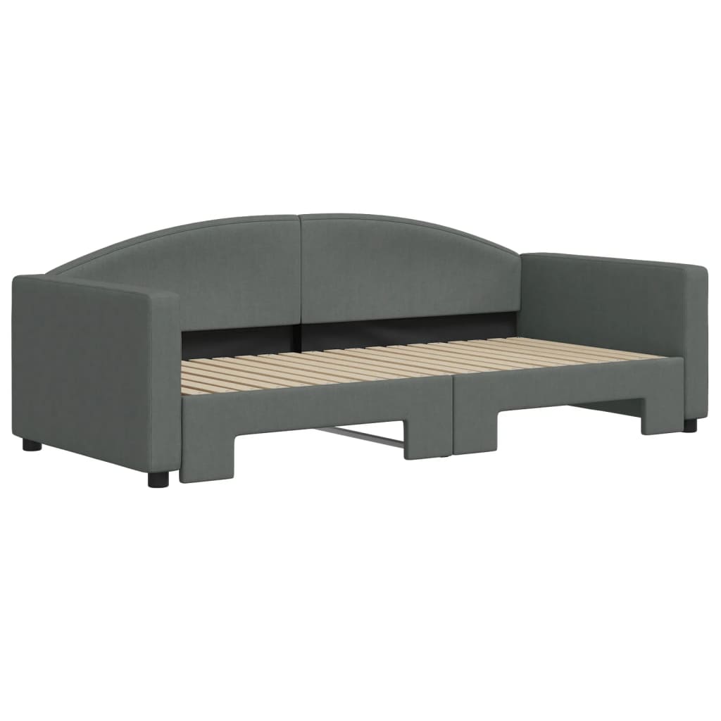 vidaXL Daybed with Trundle without Mattress Dark Grey 90x190 cm 3