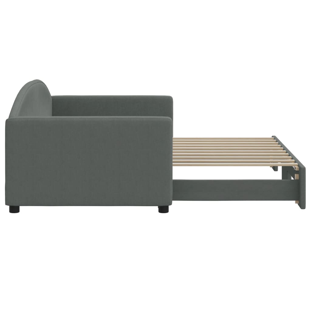 vidaXL Daybed with Trundle without Mattress Dark Grey 90x190 cm 4