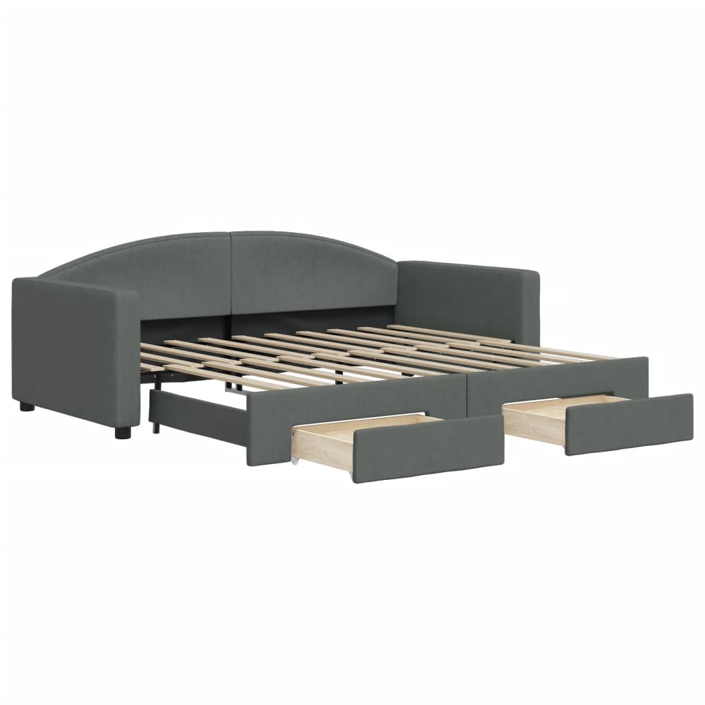 vidaXL Daybed with Trundle&Drawers without Mattress Dark Grey 90x190cm 2
