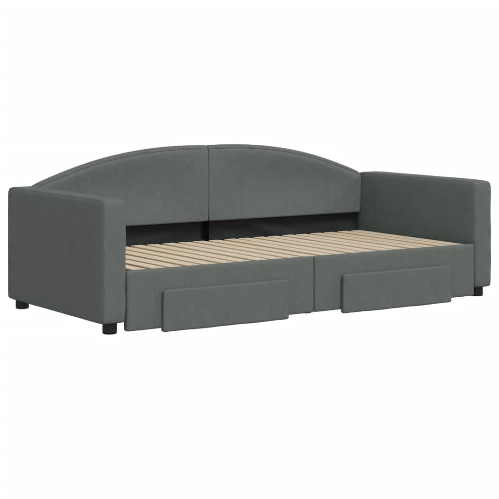 vidaXL Daybed with Trundle&Drawers without Mattress Dark Grey 90x190cm 3