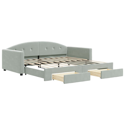 vidaXL Daybed with Trundle&Drawers without Mattress Light Grey 90x190 cm 2