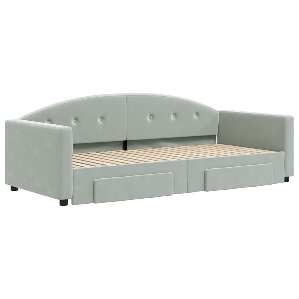 vidaXL Daybed with Trundle&Drawers without Mattress Light Grey 90x190 cm 3