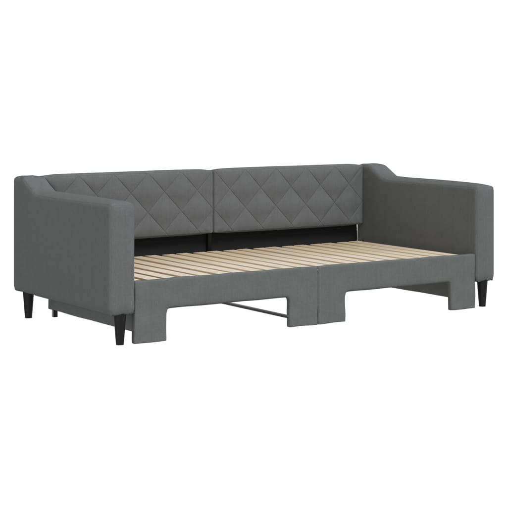 vidaXL Daybed with Trundle without Mattress Dark Grey 90x190 cm 3