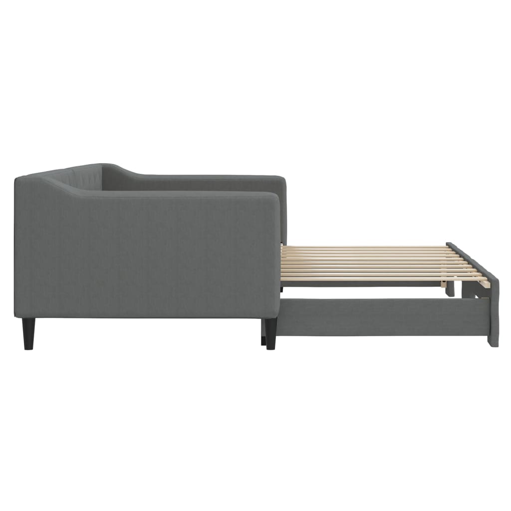 vidaXL Daybed with Trundle without Mattress Dark Grey 90x190 cm 4