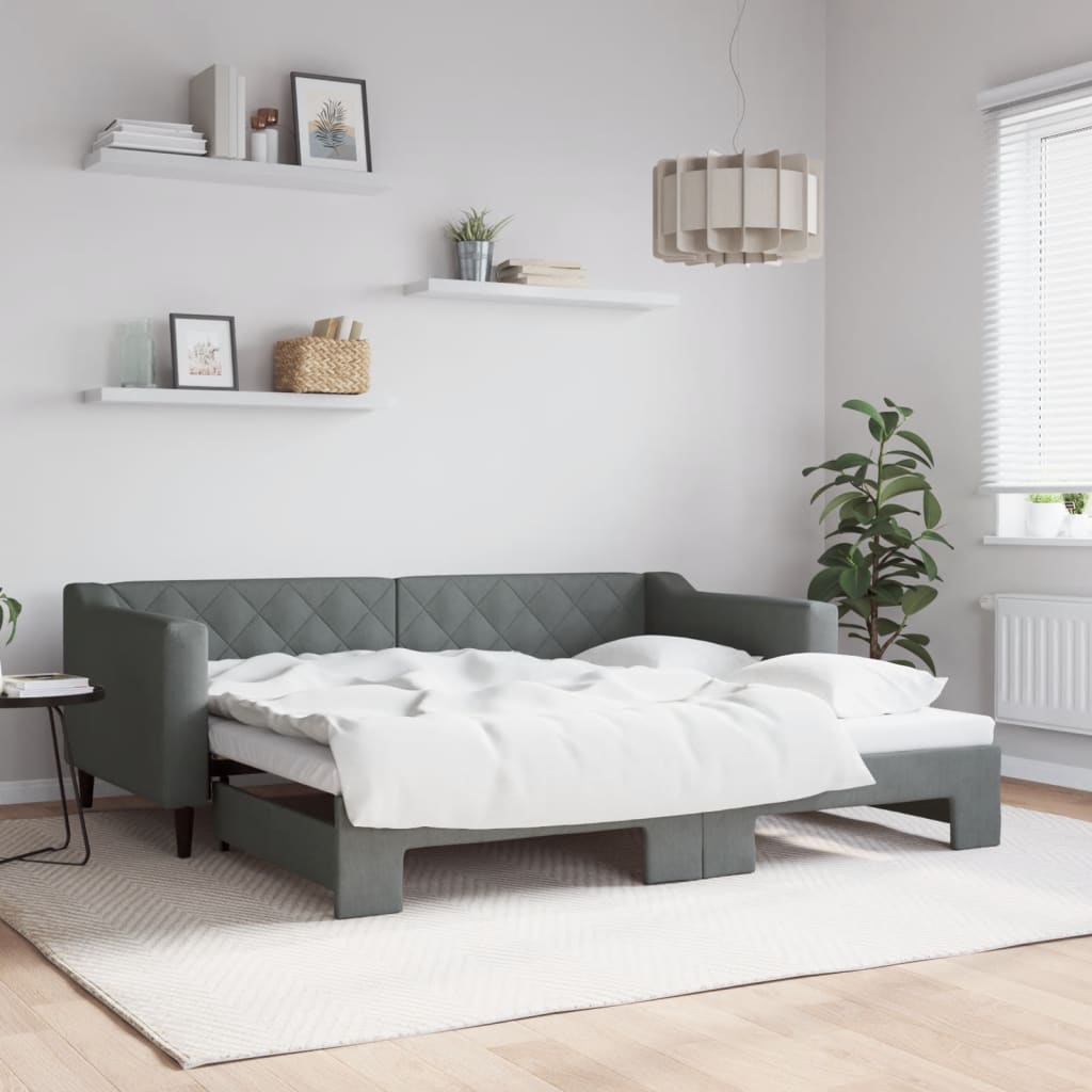 vidaXL Daybed with Trundle without Mattress Dark Grey 90x190 cm 1