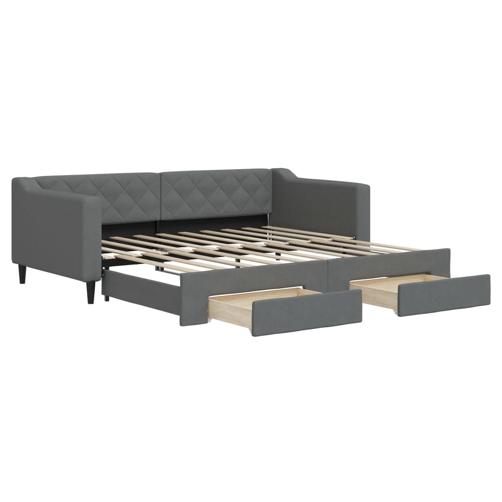 vidaXL Daybed with Trundle&Drawers without Mattress Dark Grey 90x190cm 2