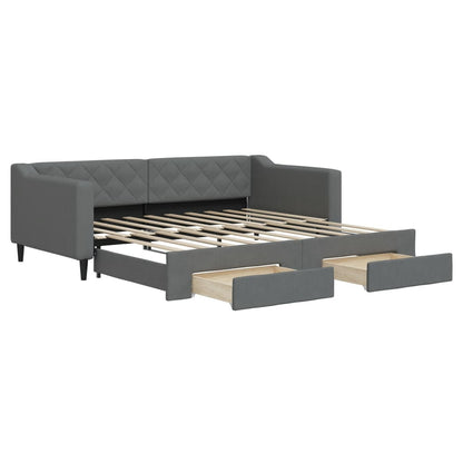 vidaXL Daybed with Trundle&Drawers without Mattress Dark Grey 90x190cm 2