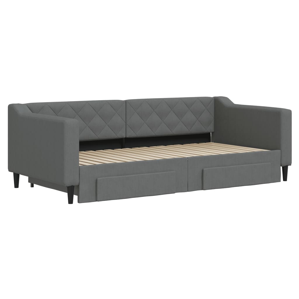 vidaXL Daybed with Trundle&Drawers without Mattress Dark Grey 90x190cm 3