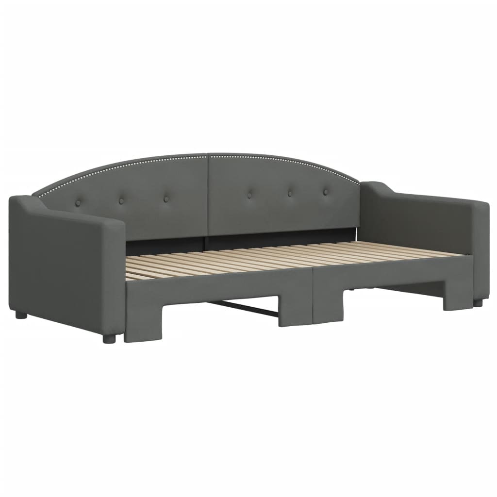 vidaXL Daybed with Trundle without Mattress Dark Grey 90x190 cm 3