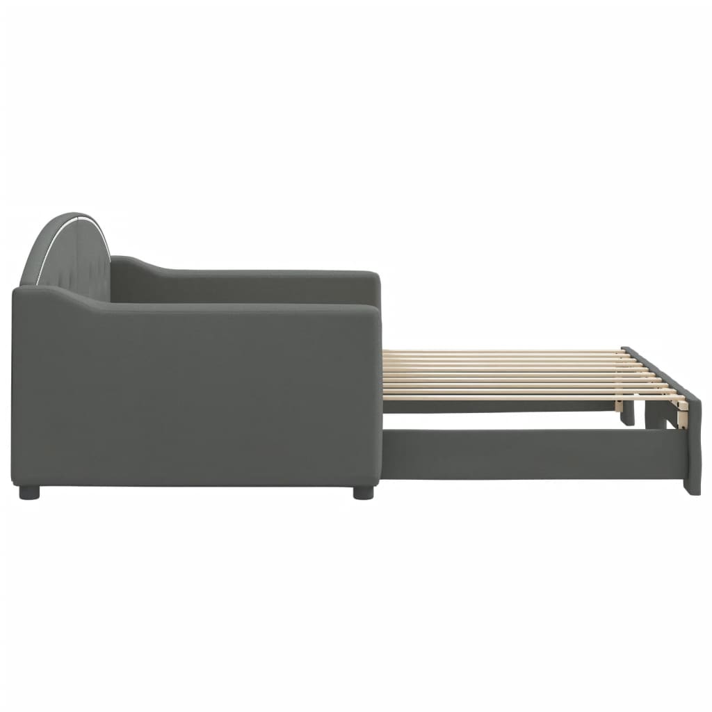 vidaXL Daybed with Trundle without Mattress Dark Grey 90x190 cm 4