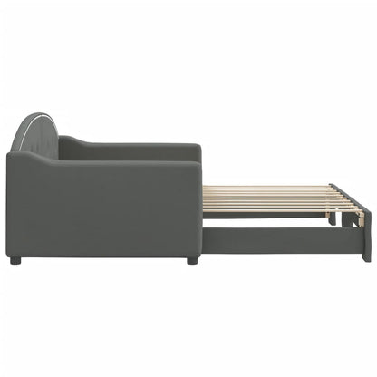 vidaXL Daybed with Trundle without Mattress Dark Grey 90x190 cm 4