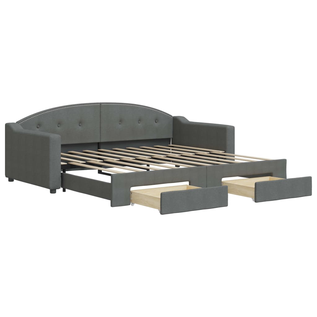 vidaXL Daybed with Trundle&Drawers without Mattress Dark Grey 90x190cm 2