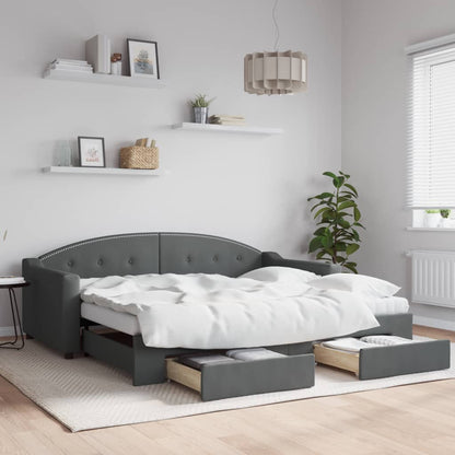 vidaXL Daybed with Trundle&Drawers without Mattress Dark Grey 90x190cm 1