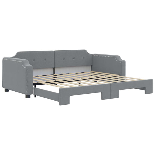 vidaXL Daybed with Trundle without Mattress Light Grey 90x190 cm Single 2