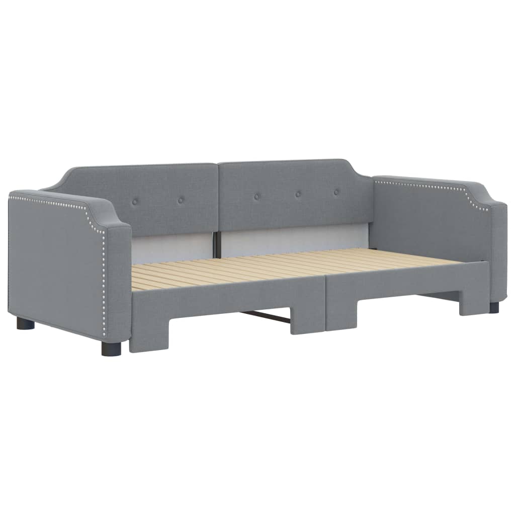 vidaXL Daybed with Trundle without Mattress Light Grey 90x190 cm Single 3
