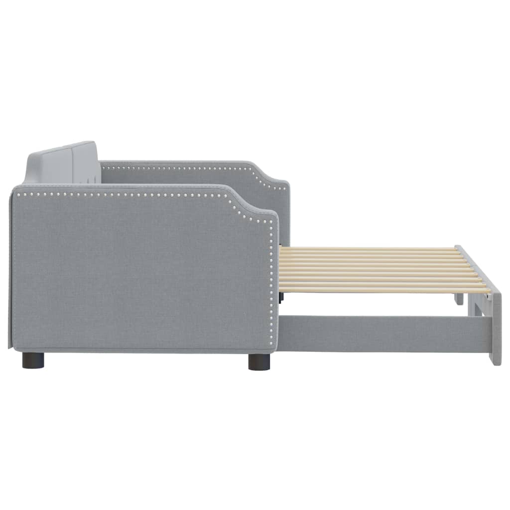 vidaXL Daybed with Trundle without Mattress Light Grey 90x190 cm Single 4