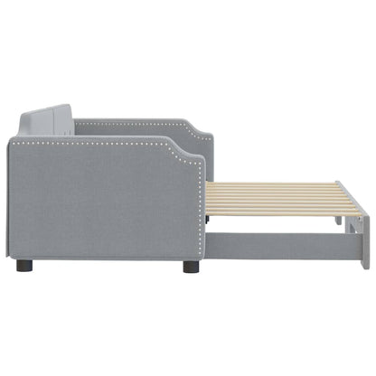 vidaXL Daybed with Trundle without Mattress Light Grey 90x190 cm Single 4