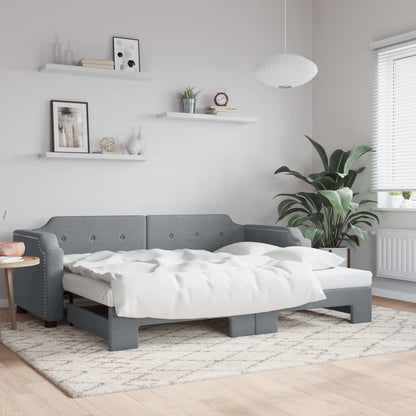 vidaXL Daybed with Trundle without Mattress Light Grey 90x190 cm Single 1
