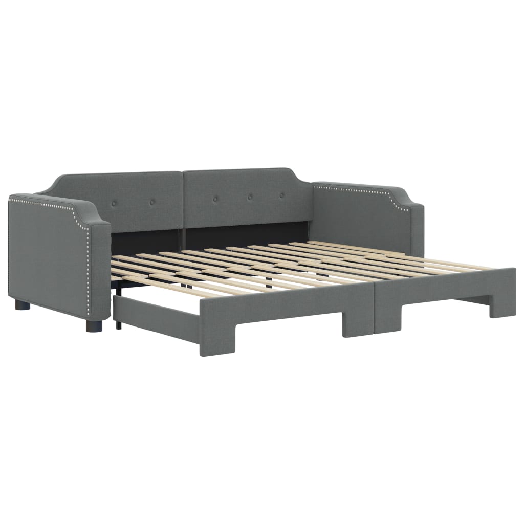 Daybed 90x190 cm Fabric Dark grey With trundle