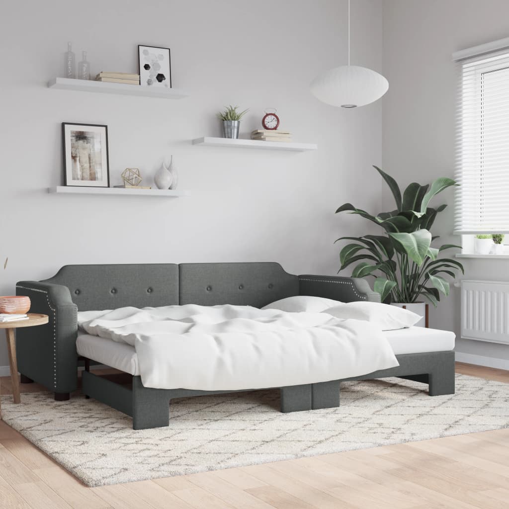 vidaXL Daybed with Trundle without Mattress Dark Grey 90x190 cm 1