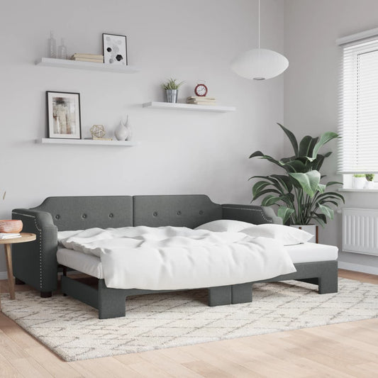 vidaXL Daybed with Trundle without Mattress Dark Grey 90x190 cm 1