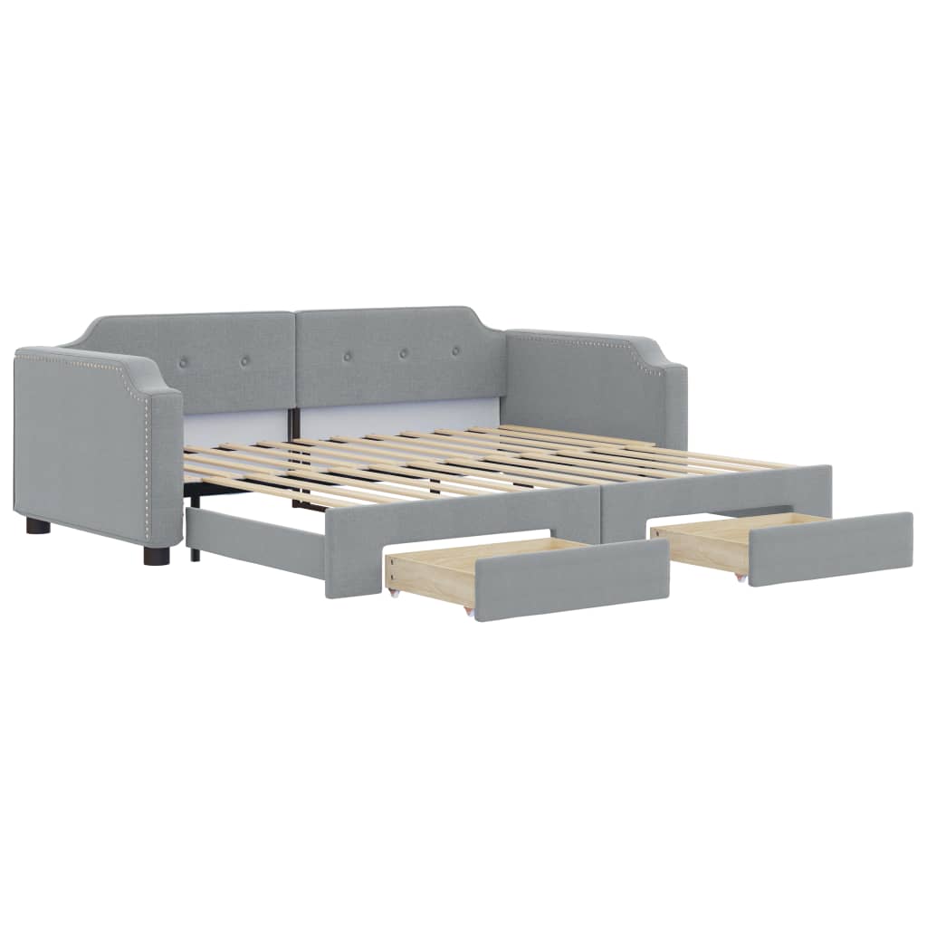 vidaXL Daybed with Trundle&Drawers Light Grey 90x190 cm 2