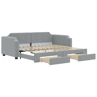 vidaXL Daybed with Trundle&Drawers Light Grey 90x190 cm 2