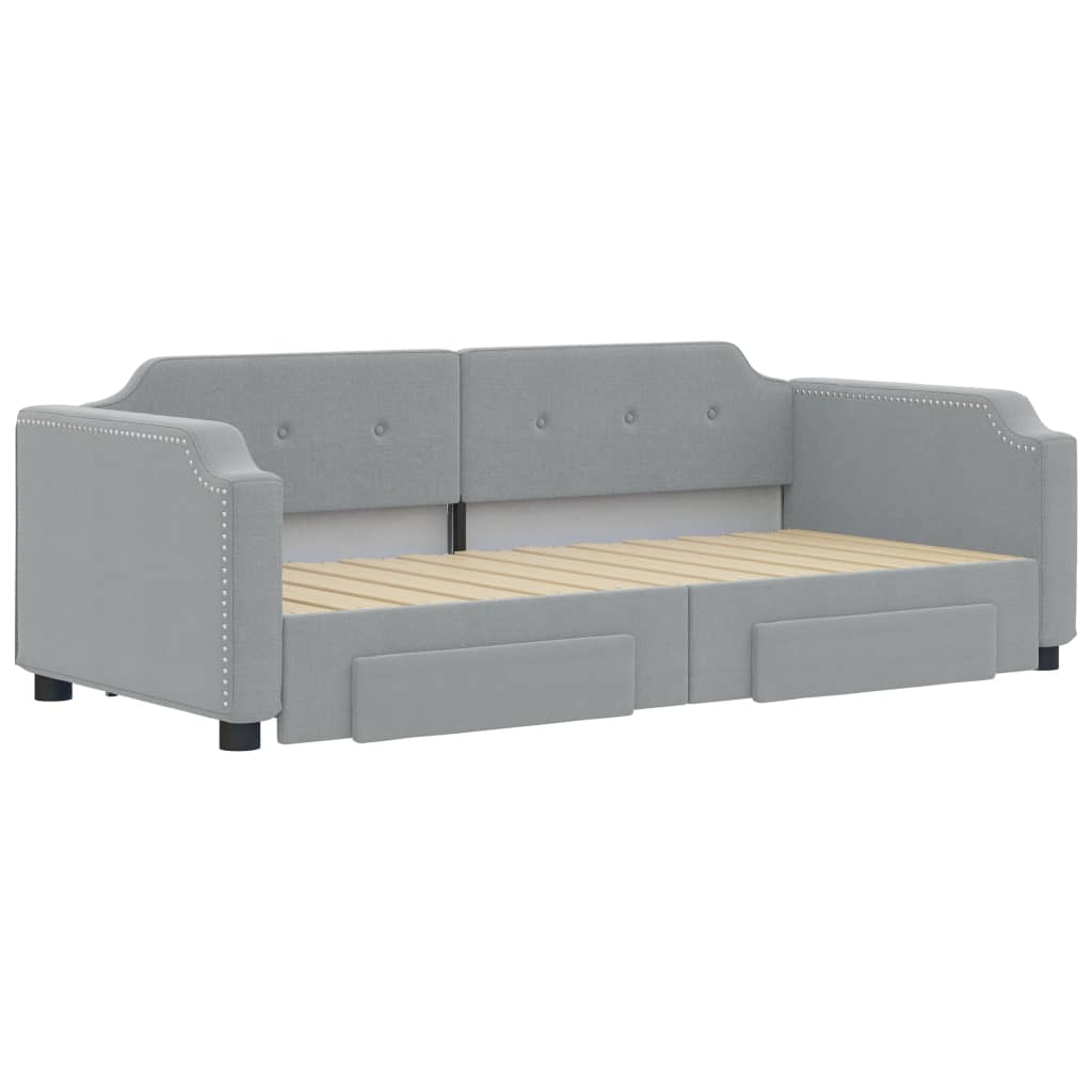 vidaXL Daybed with Trundle&Drawers Light Grey 90x190 cm 3