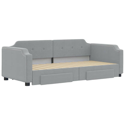 vidaXL Daybed with Trundle&Drawers Light Grey 90x190 cm 3