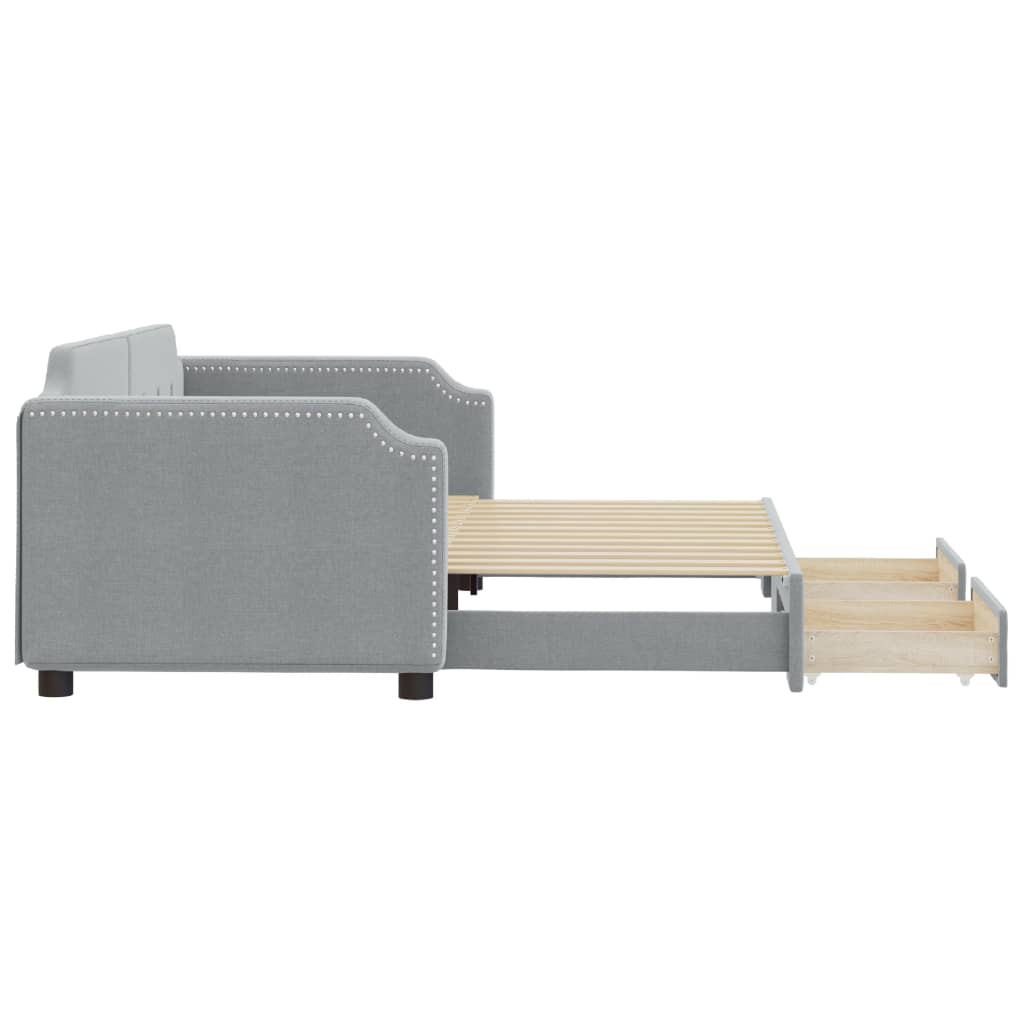 vidaXL Daybed with Trundle&Drawers Light Grey 90x190 cm 4
