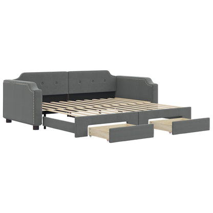 vidaXL Daybed with Trundle&Drawers without Mattress Dark Grey 90x190cm 2