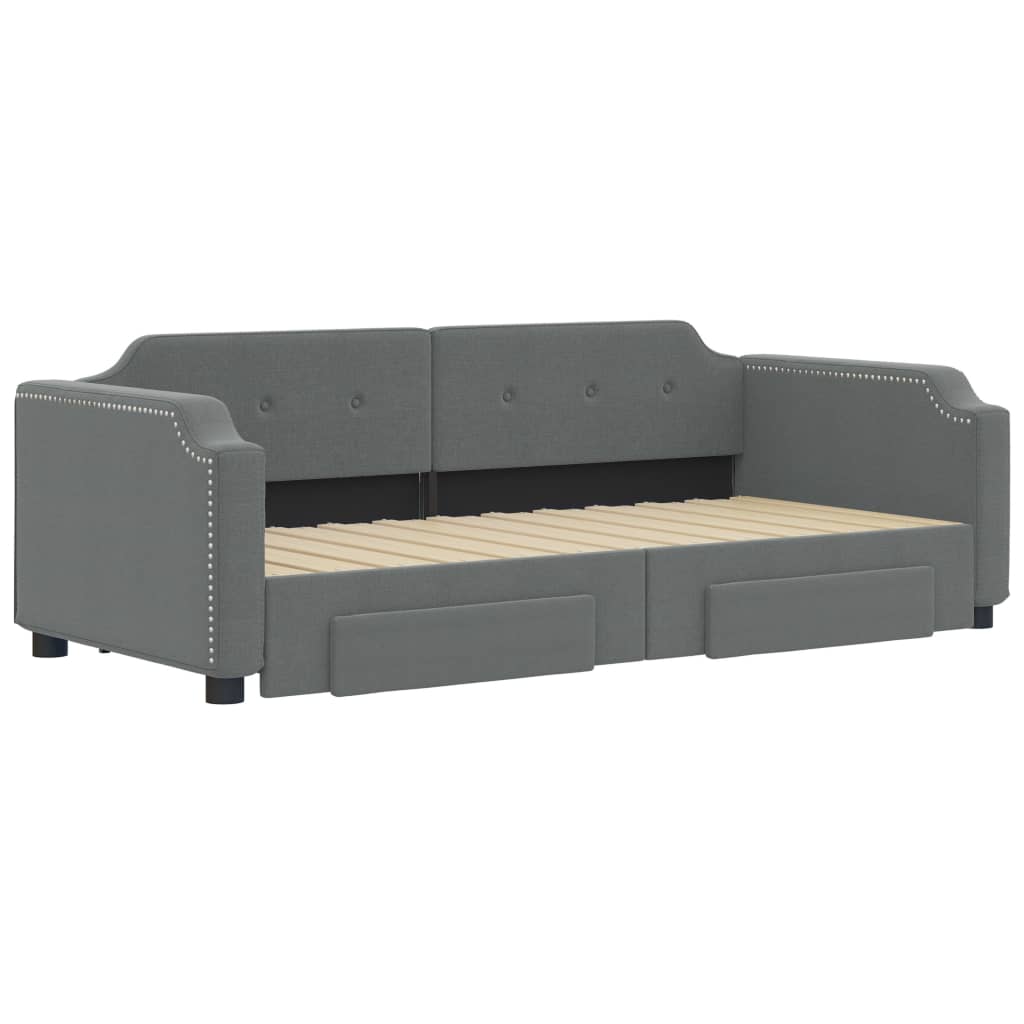 vidaXL Daybed with Trundle&Drawers without Mattress Dark Grey 90x190cm 3