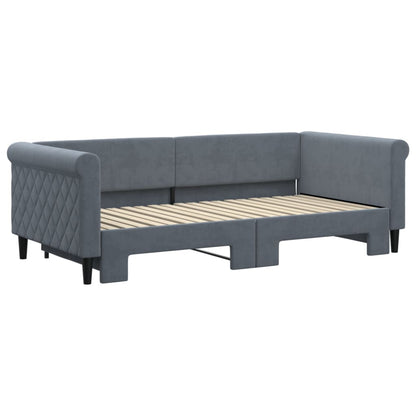 Day Bed 90x190 cm Velvet Dark grey With trundle