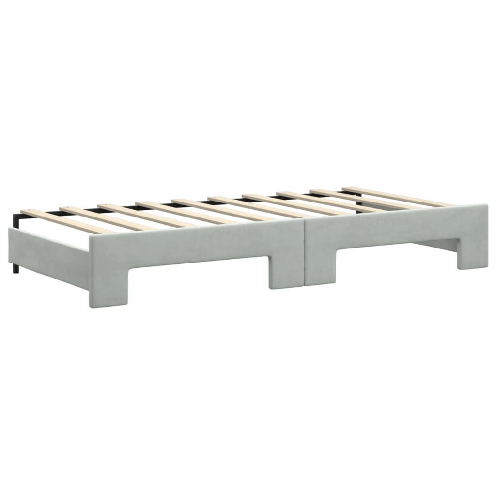 vidaXL Daybed with Trundle&Drawers without Mattress Light Grey 90x190 cm 5