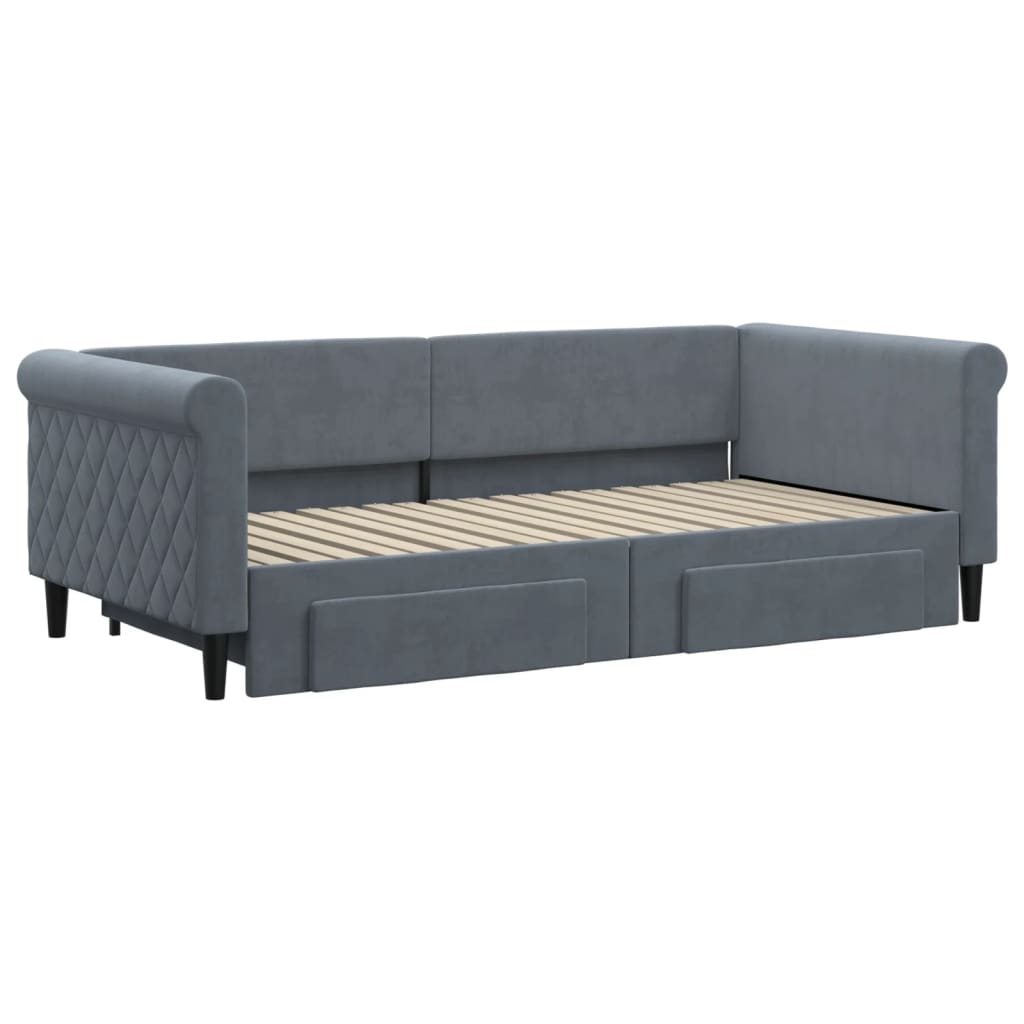 vidaXL Daybed with Trundle&Drawers without Mattress Dark Grey 90x190cm 3