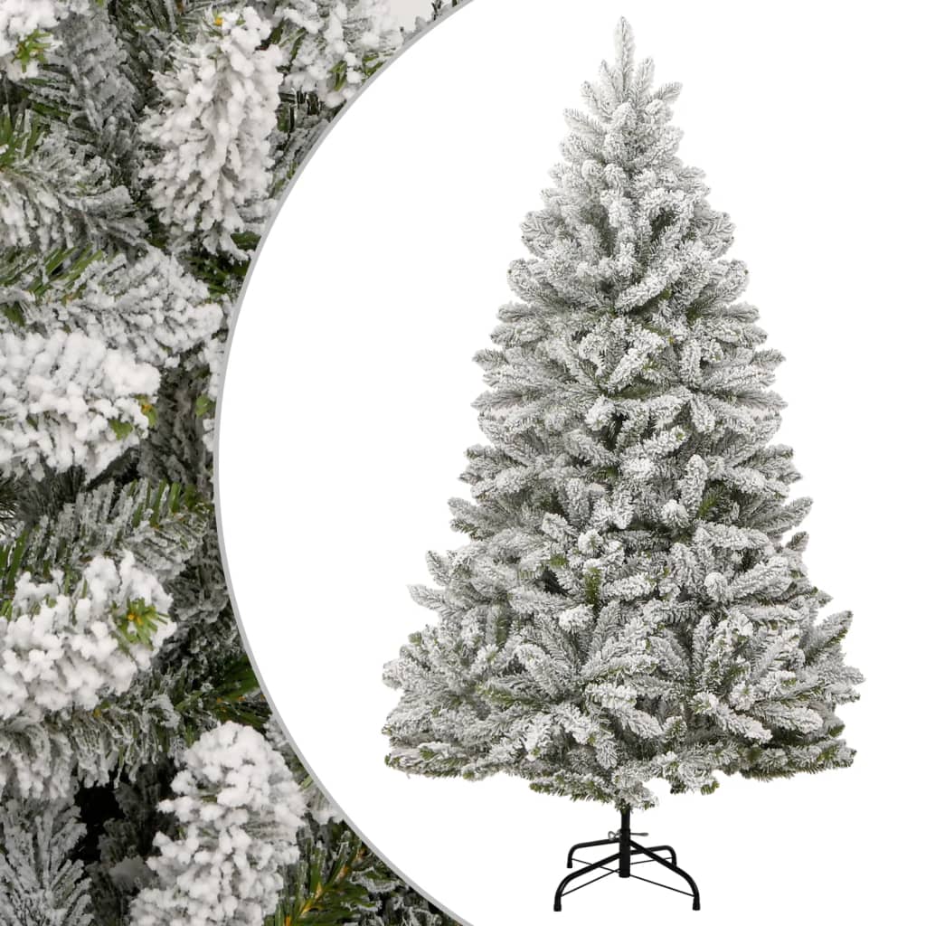 vidaXL Artificial Hinged Christmas Tree with Flocked Snow 270 cm 1