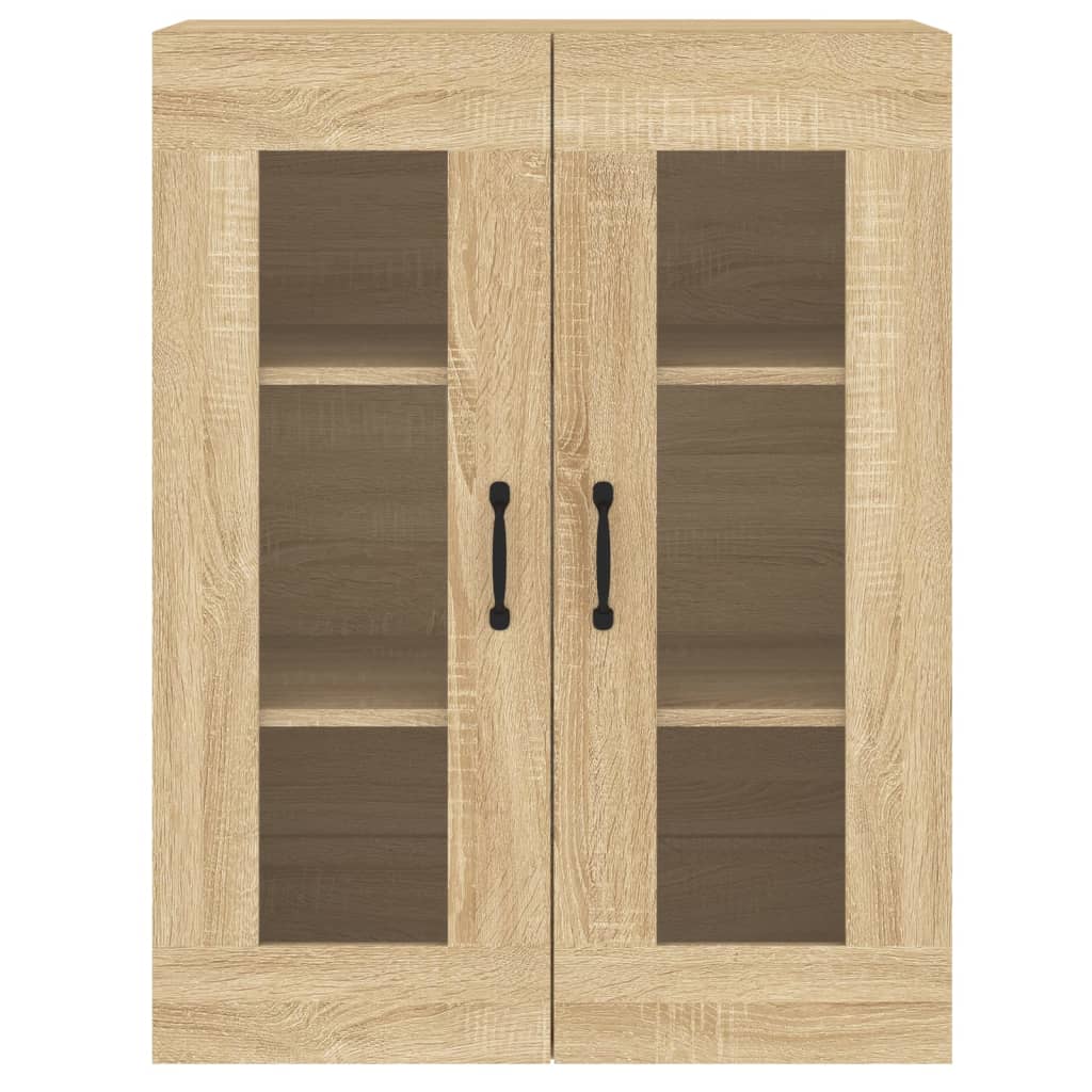 Wall Mounted Cabinets 2 pcs Engineered Wood Metal Black High gloss white