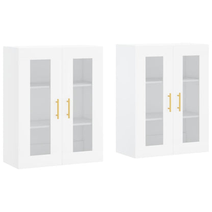 Wall Mounted Cabinets 2 pcs Engineered Wood Tube Gold White