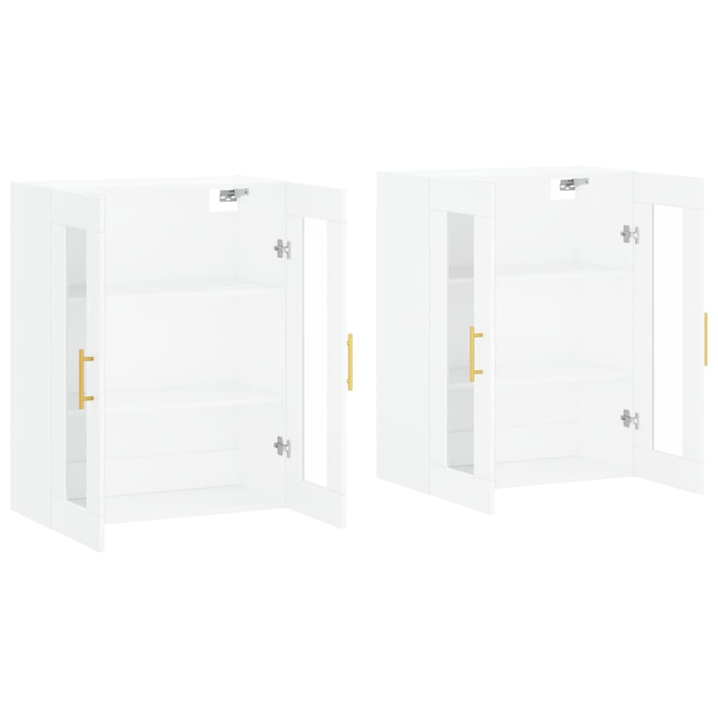 Wall Mounted Cabinets 2 pcs Engineered Wood Tube Gold White